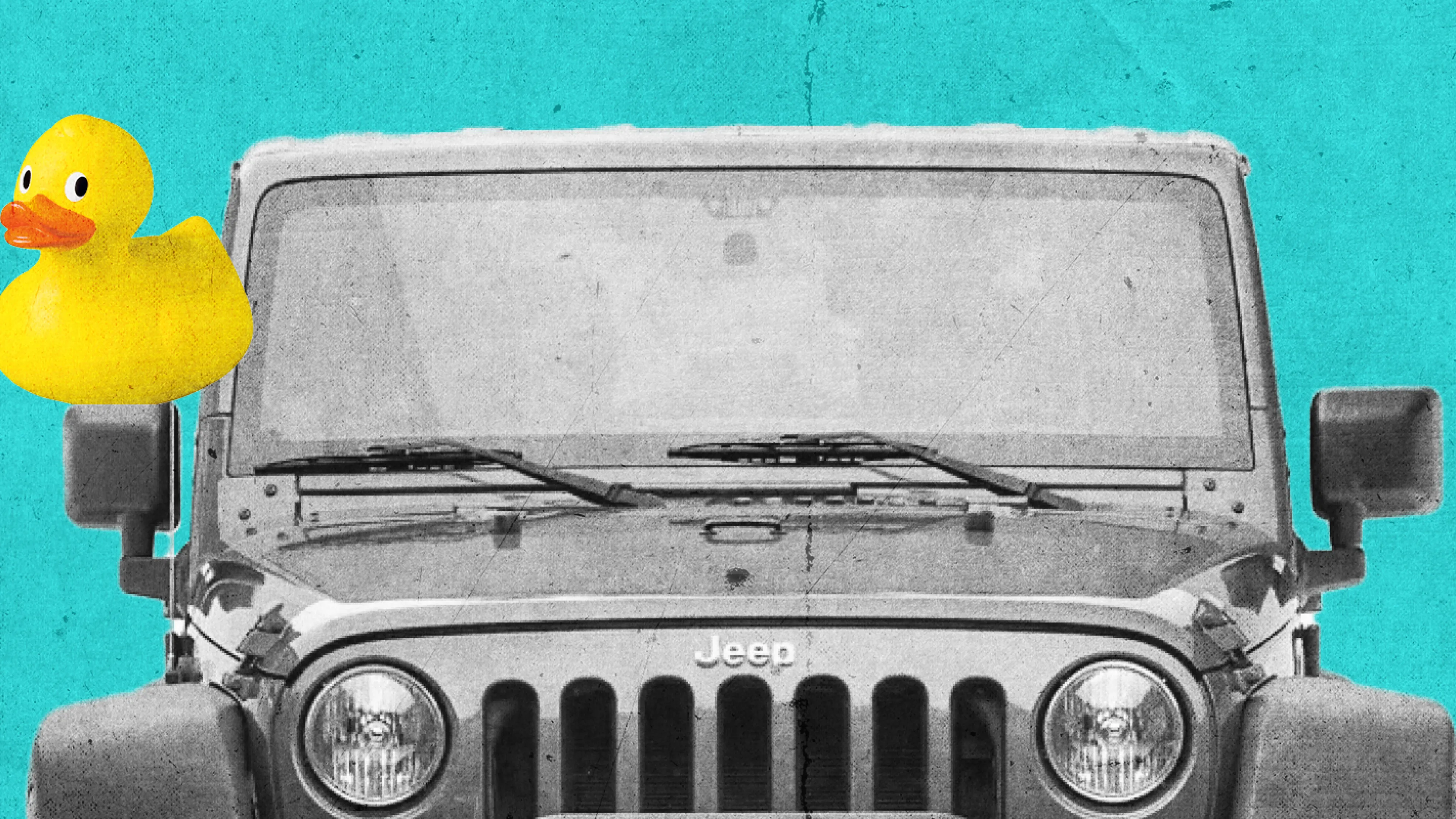 Rubber duck on a jeep for the Y