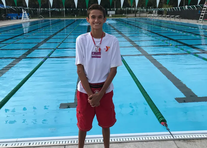 lifeguard smiling at the pool