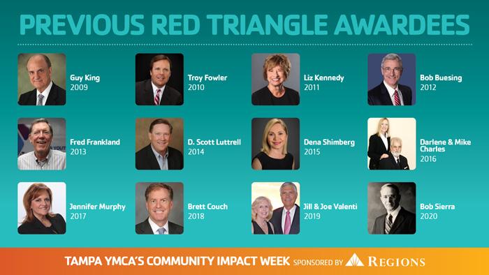 Previous Red Triangle Award winners' headshots. Winners from 2009 - 2020