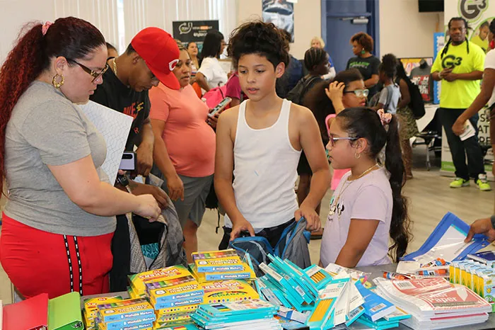 Sulphur Springs students receive their free school supplies for the upcoming school year.