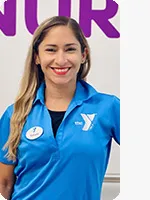 Woman wearing blue YMCA polo headshot