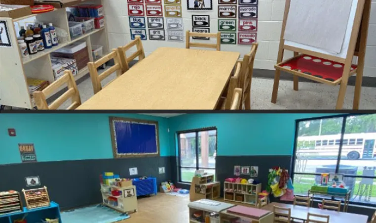 Top: Part of the  Licensed Preschool area at the Central City YMCA. Bottom: Licensed Preschool area at YMCA Camp Sierra.