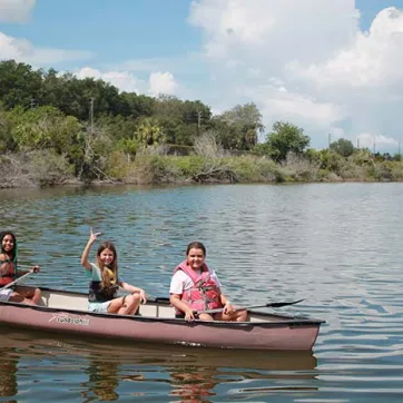 Children canoe at Camp Cristina YMCA.