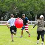 Kickball Team building activity at YMCA Camp Cristina in Riverview